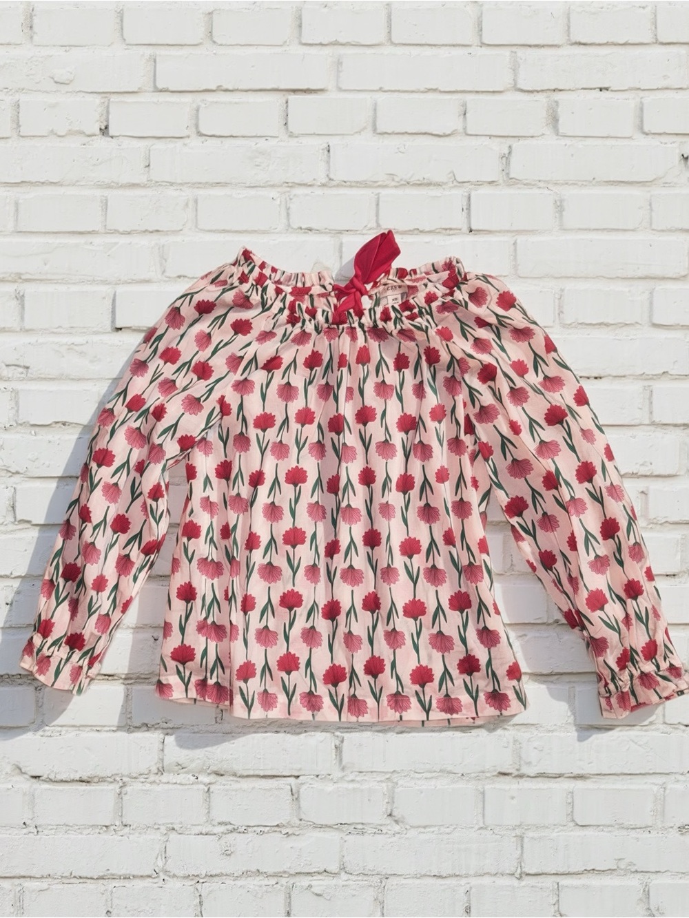 J Crew Cottagecore Prairie 100% Cotton Tie Back Floral Blouse